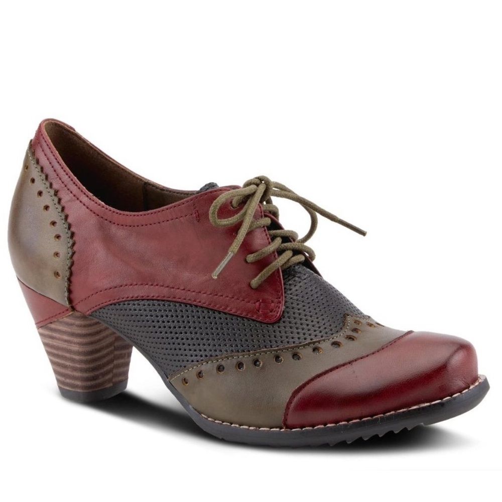 Spring Step Red and Brown Heeled Shoes
